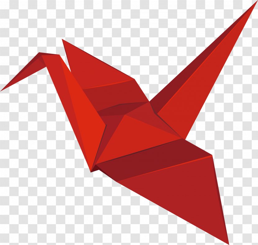 Origami Paper Crane - Postcard - Red Transparent PNG