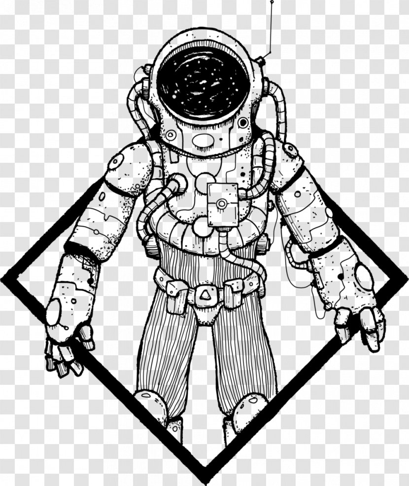 Astronaut Cartoon - Coloring Book - Style Blackandwhite Transparent PNG
