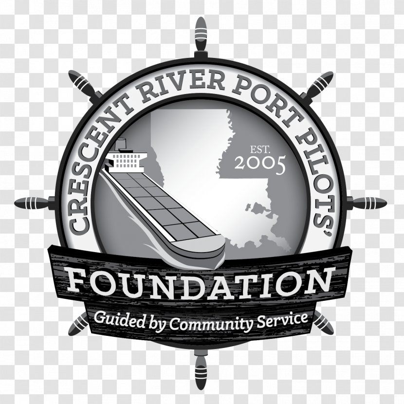 Logo Crescent River Port Pilots Brand Grayscale Transparent PNG