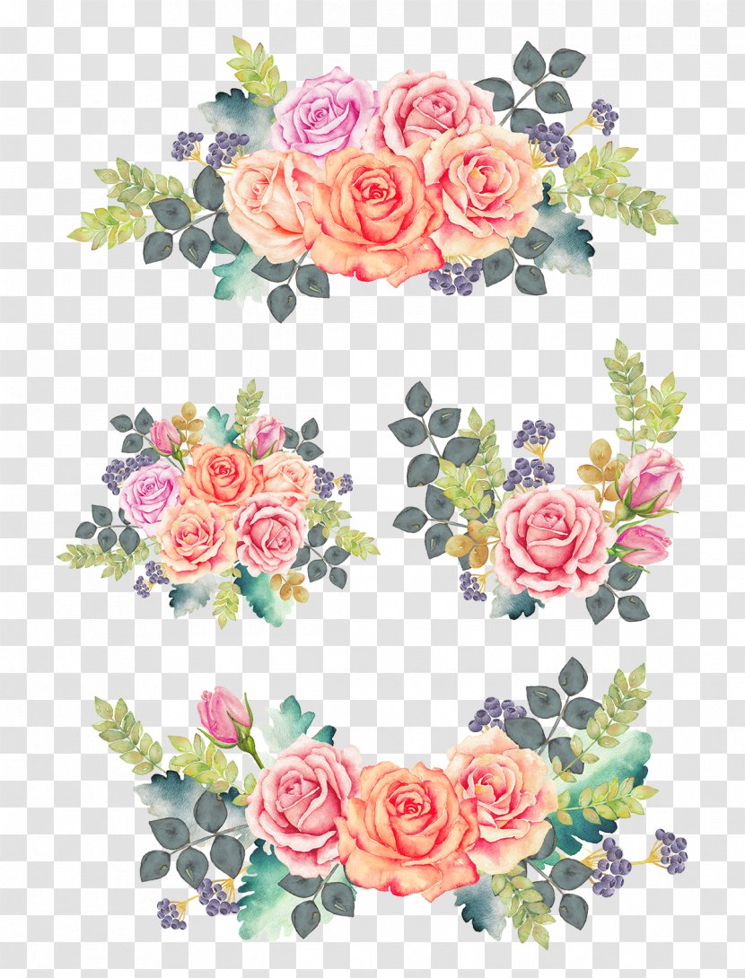 Watercolor Painting Floral Design Flower Image - Garden Roses Transparent PNG