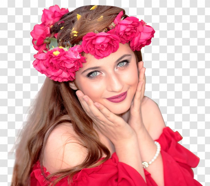 Mobile App Android Picture Editor - Tree - Woman Wearing Red Roses Wreath On Her Head Transparent PNG