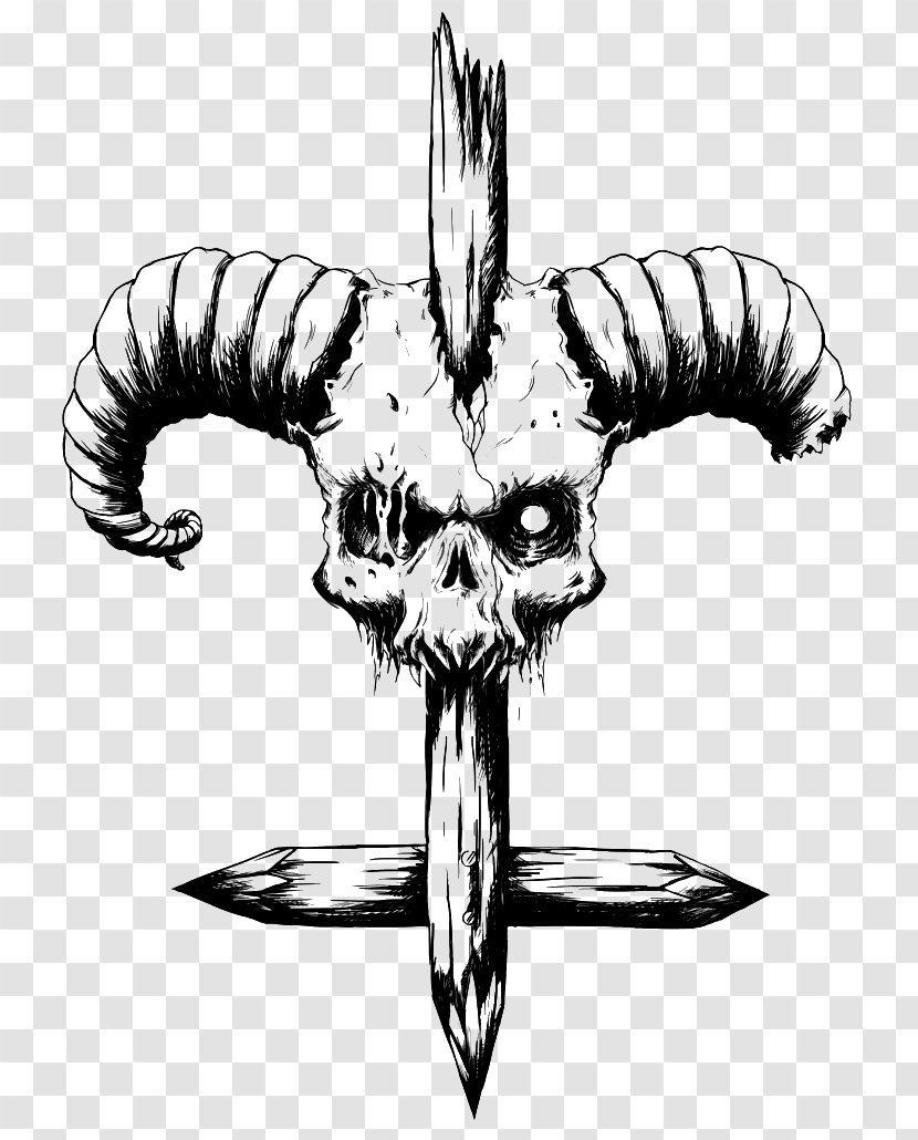 Skull Drawing Bone Cross - Line Art Transparent PNG