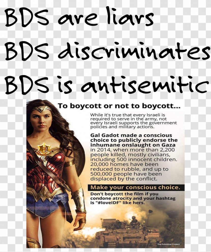Israel State Of Palestine Antisemitism Boycott, Divestment And Sanctions Palestinians - Text - Gal Gadot Transparent PNG
