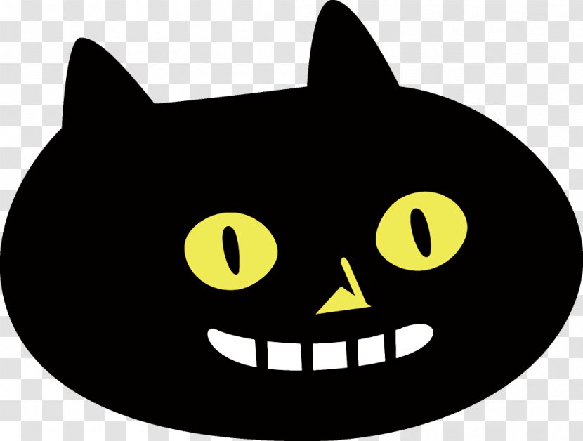 Black Cat Facial Expression Head - Yellow - Snout Transparent PNG