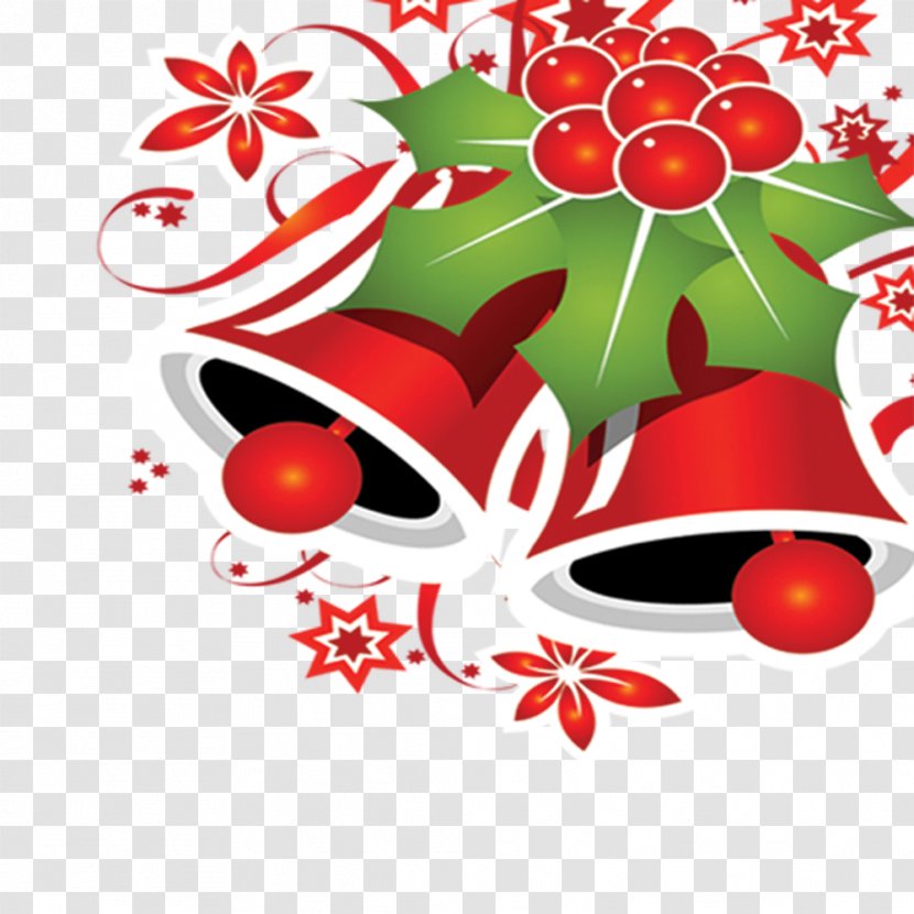 Santa Claus Christmas Card Wallpaper - Floral Design - Red Bell Picture Material Transparent PNG