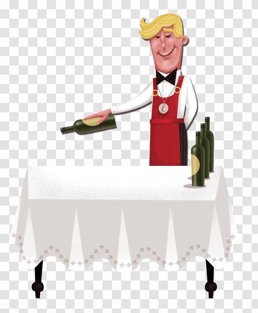 Waiter Cartoon Illustration - Gentleman - Bartender Wine Transparent PNG