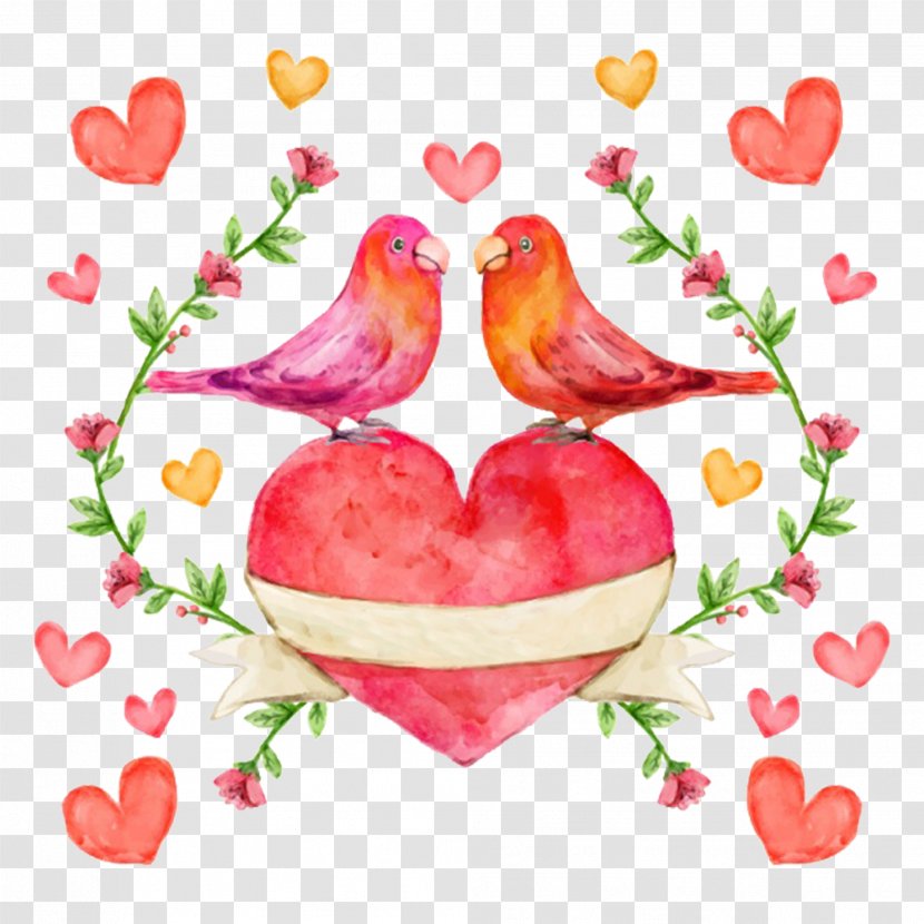 Lovebird Watercolor Painting - Photography - Ink Pink Love Lovebirds Transparent PNG