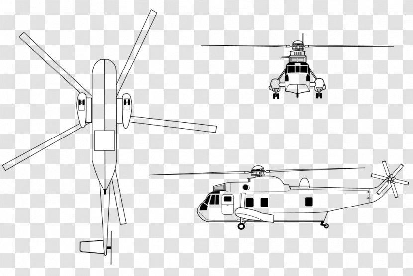 Sikorsky SH-3 Sea King S-61 CH-124 Helicopter Westland - Monochrome Transparent PNG