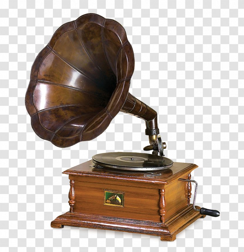 Phonograph Metal Wood Brass Graphophone - Cartoon Transparent PNG