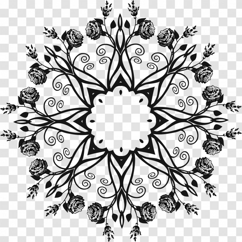 Black And White Floral Design Clip Art - Decorative Pattern Transparent PNG