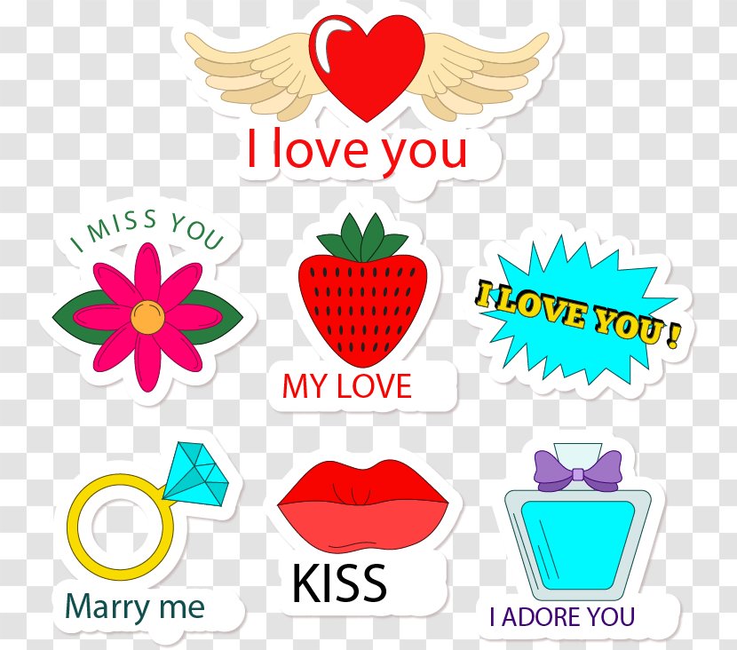 Cartoon Love Stickers - Illustration - Sticker Transparent PNG