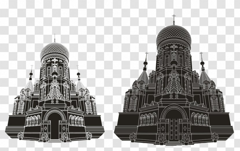 Saint Sophia Cathedral, Harbin Hagia Sofia - Monochrome - Church Transparent PNG