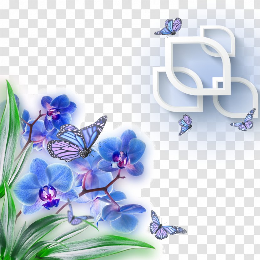 Mothers Day Wish Greeting Card Wallpaper - Gift - Blue Butterfly Orchid Decoration Transparent PNG
