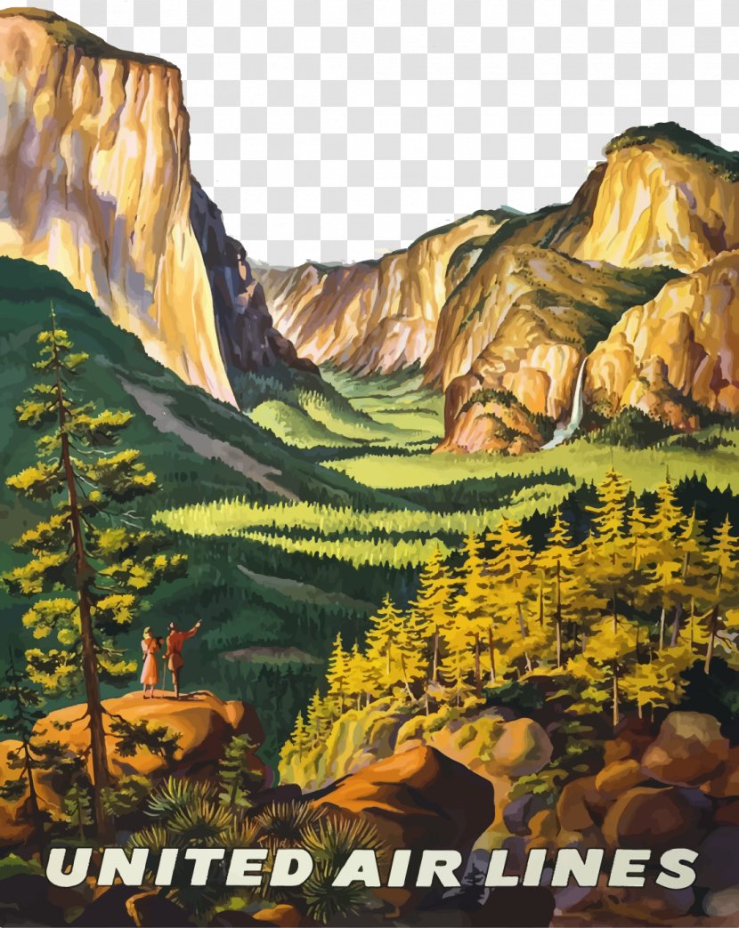 Yosemite Valley National Park Poster Printmaking Art - Artcom - Vector Forest Transparent PNG