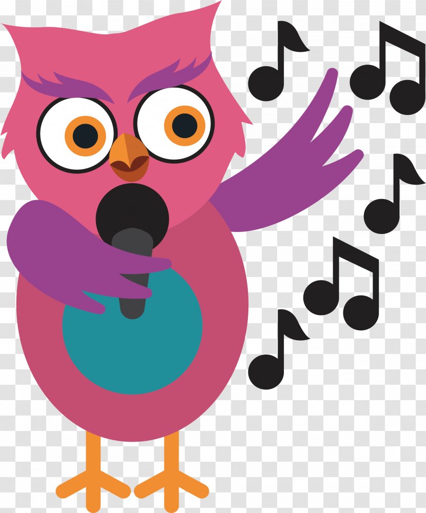 Cartoon Singing - Watercolor - Owl Transparent PNG