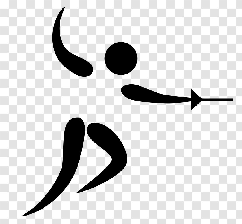 1904 Summer Olympics Fencing At The 1980 1936 Olympic Games - Black And White - Pictograms Transparent PNG