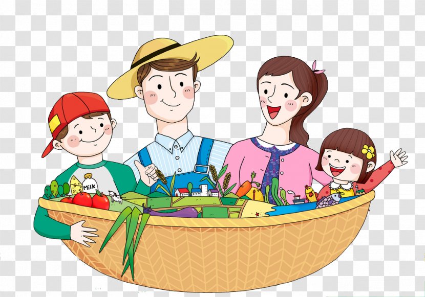 Cartoon Illustration - Recreation - A Family In The Box Transparent PNG