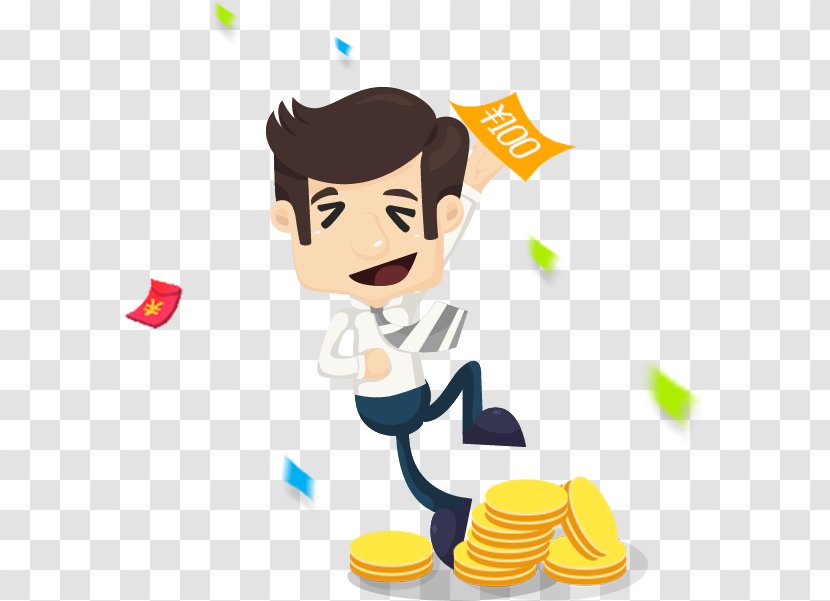 Cartoon Business Man Money - Computer Network - Thumb Transparent PNG