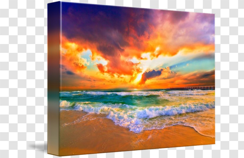 Sunset Painting Orange Color - Shore - Red Transparent PNG