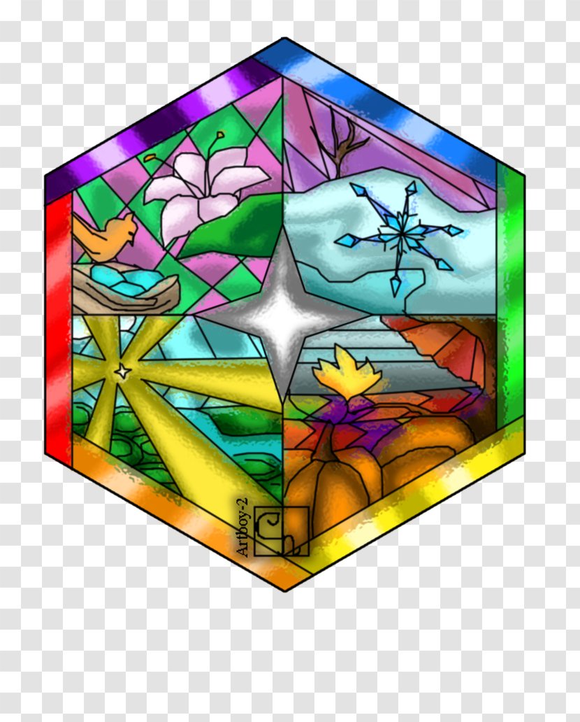 Window Stained Glass Art Material - Four Seasons Transparent PNG