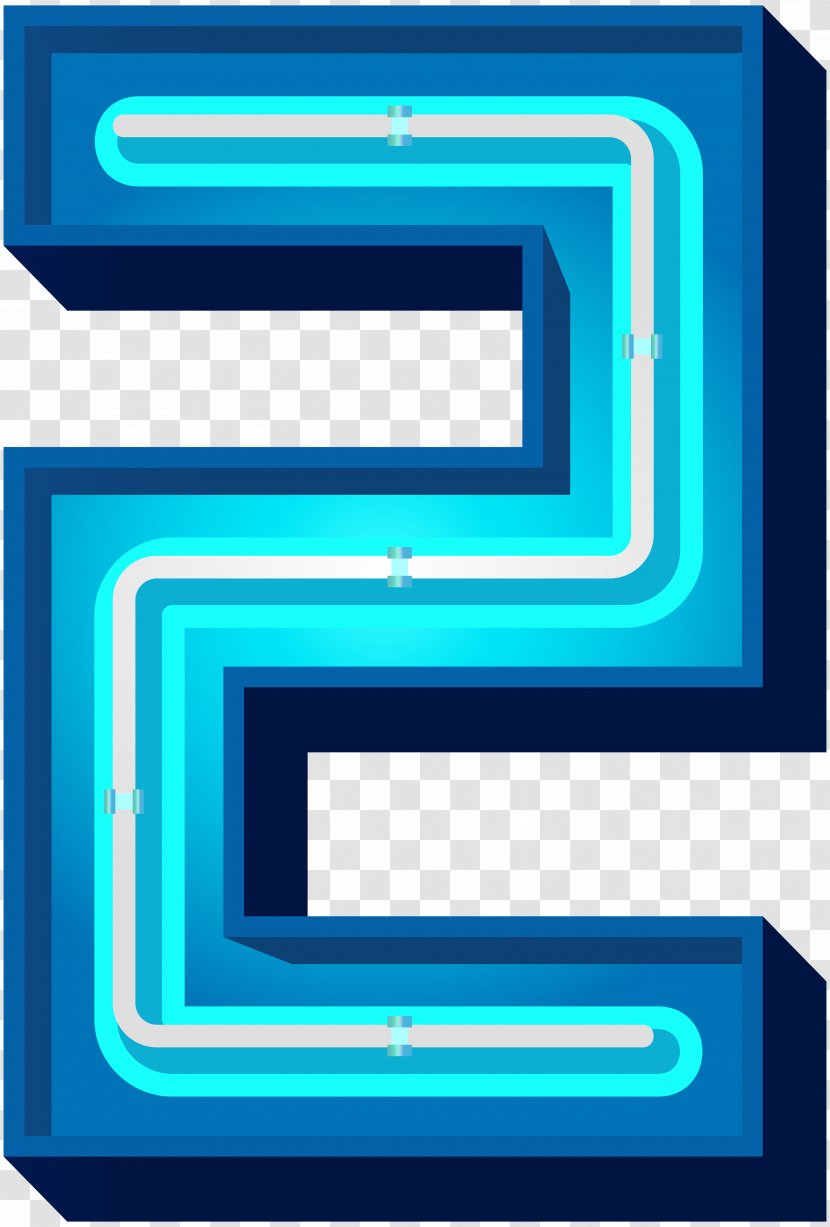 Clip Art - Iphone - Number Two Blue Neon Image Transparent PNG