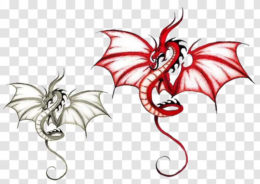 Welsh Dragon Tattoo Symbol - Mae Hen Wlad Fy Nhadau - Two Dragons Transparent PNG