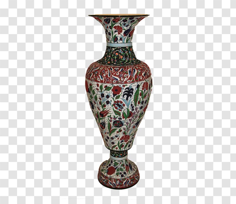 Vase Ceramic Glass Floral Design Urn - Phosphor Transparent PNG