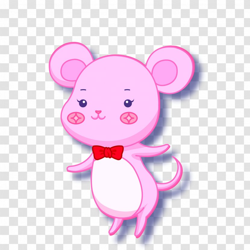 Rat Mouse Chinese Zodiac Muroidea - Pink - Cartoon Vector Transparent PNG