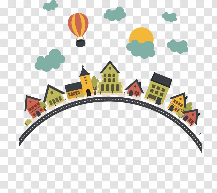 Earth Cartoon - Illustration - Vector House Road On The Transparent PNG