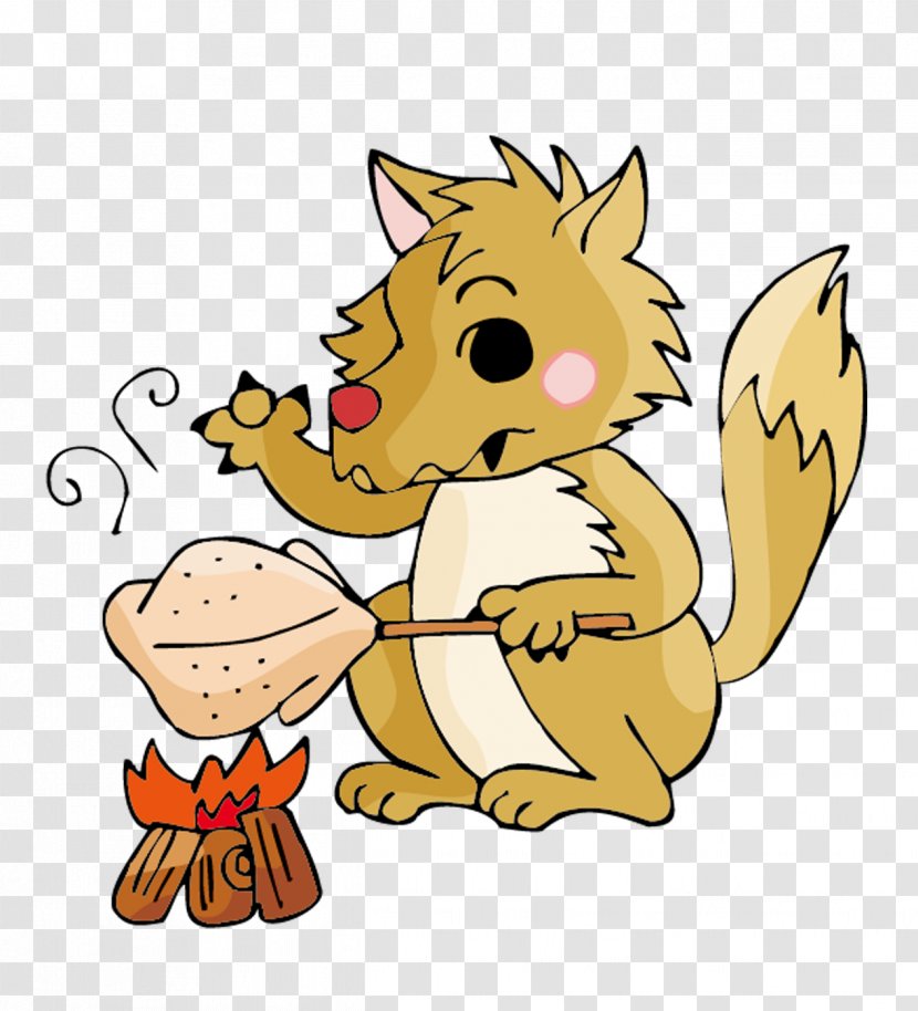 Gray Wolf Barbecue Chicken Cartoon - Fox Design Material Transparent PNG