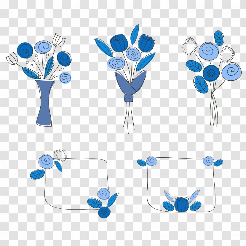 Flower Bouquet Blue - Bride - Frames And Hand-painted Bouquets Transparent PNG