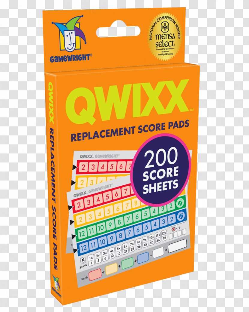 Gamewright Qwixx Dice Game Board Transparent PNG
