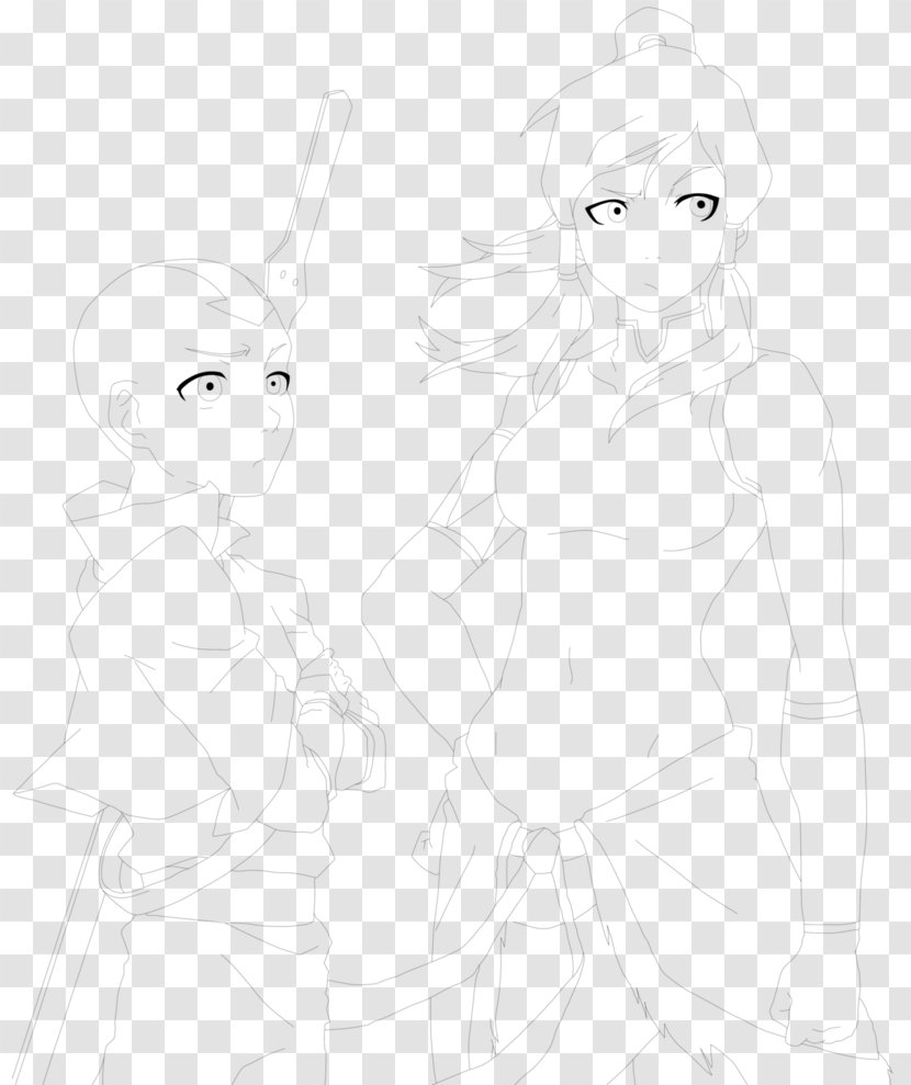 Drawing Line Art Cartoon White Sketch - Watercolor - Avatar Aang Transparent PNG