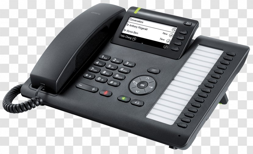 OpenScape Desk Phone CP400 Black Telephone Unify Software And Solutions GmbH & Co. KG. VoIP Mobile Phones - Voice Over Ip - A Perspective View Transparent PNG