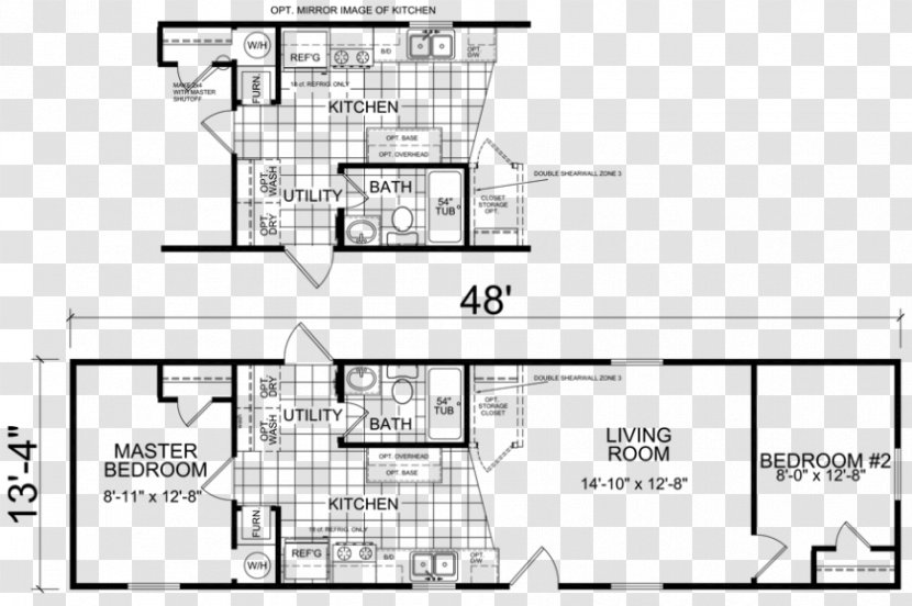 Floor Plan House Mobile Home - Cottage - Bed Transparent PNG