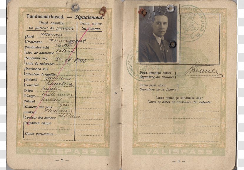 Identity Document Manchuria Passport Refugee Travel - Paper Product Transparent PNG