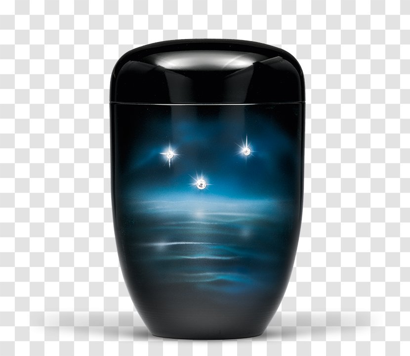 Vase Glass Bestattungsurne Cobalt Blue Ecology - Natural Fiber - Gravur Transparent PNG