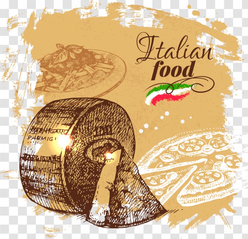 Italian Cuisine Pizza Drawing Menu - Food - Vector Painted Cheese Transparent PNG