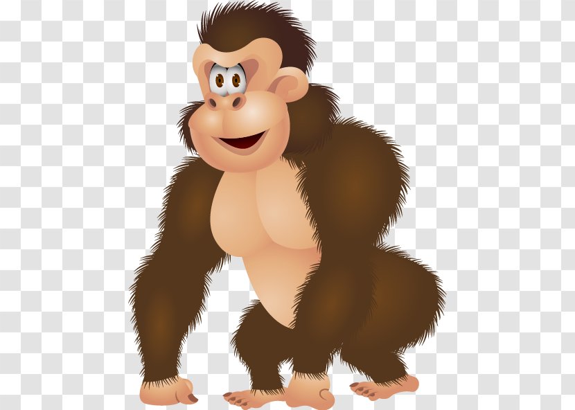 Western Gorilla Chimpanzee Drawing Illustration - Vertebrate - Cute Cartoon Transparent PNG