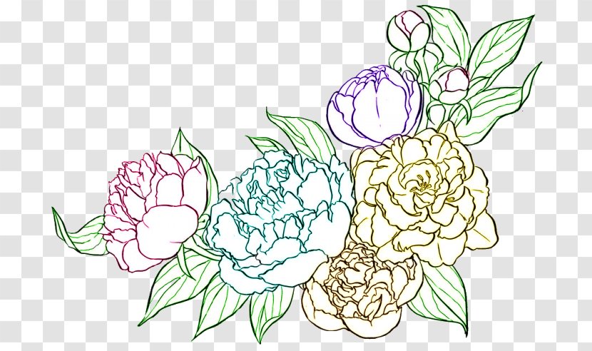 Peony Coloring Book Line Art Drawing Flower Transparent PNG