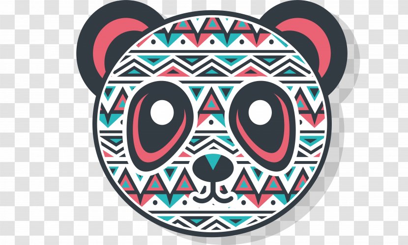 Giant Panda Download Icon - Logo - Red And Green Pattern Head Transparent PNG