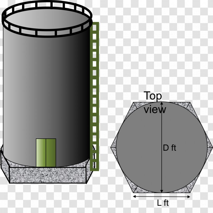 Silo Cylinder Grain Concrete Angle - Diameter - Foundation Transparent PNG