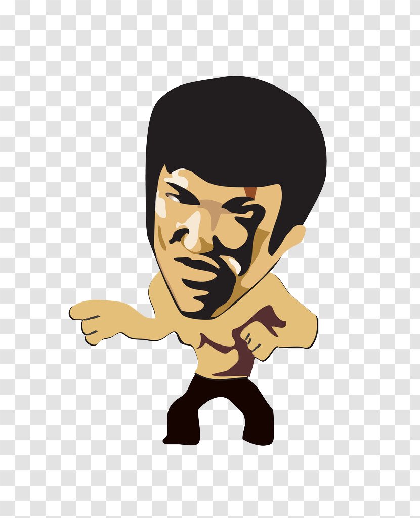 Bruce Lee Cartoon Drawing - Illustration - Big Head Shape Transparent PNG