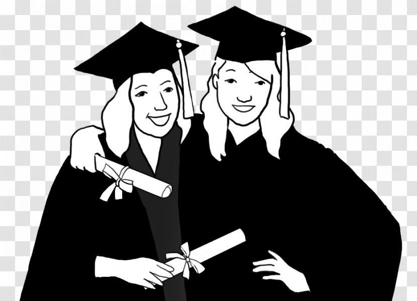 Graduation Ceremony Black And White Square Academic Cap Clip Art - Trip Transparent PNG