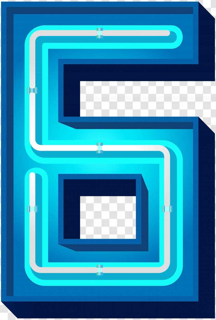 Product Blue Technology Font - Rectangle - Number Six Neon Clip Art Image Transparent PNG