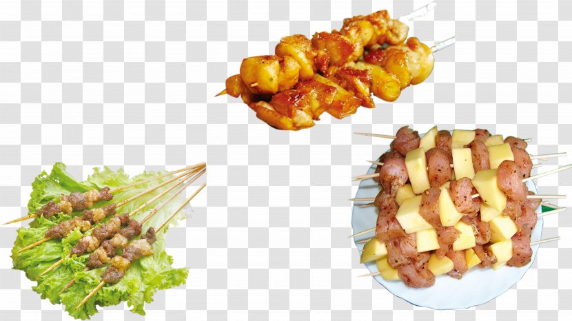 Barbecue Kebab Chuan Vegetarian Cuisine Street Food - Lettuce - Spicy Food, Kebabs, Potatoes Transparent PNG