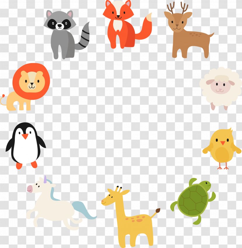 Animal Drawing - Pattern - Vector Material Cartoon Animals Ring Consisting Of Transparent PNG