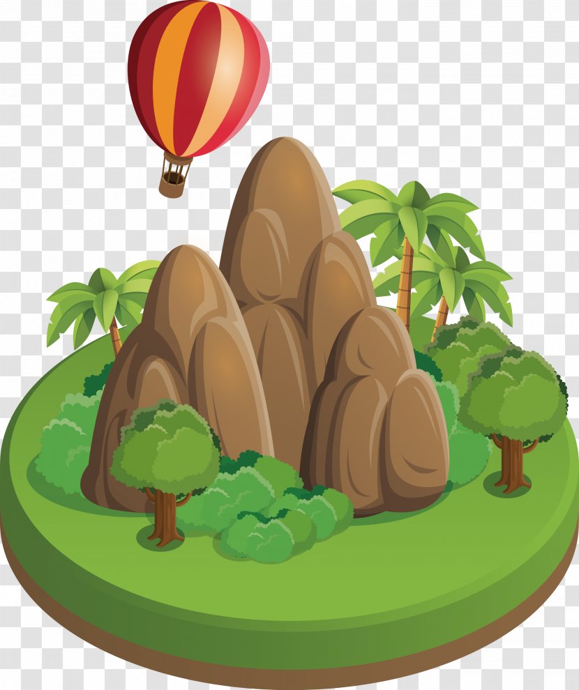 Designer Balloon Illustration - Vector Three-dimensional Mountain Tree Hot Air Transparent PNG