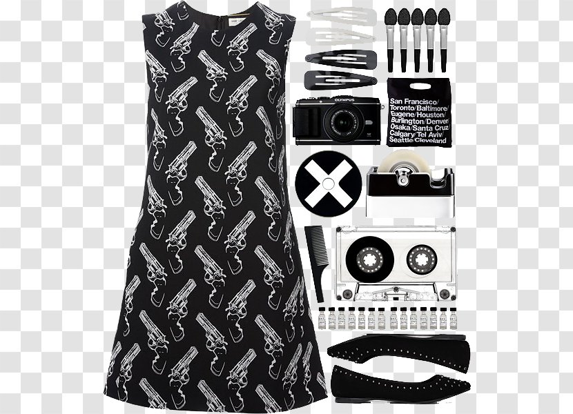 Dress Fashion Yves Saint Laurent Dolce & Gabbana Clothing - Black - Women With And White Printing Tide Transparent PNG