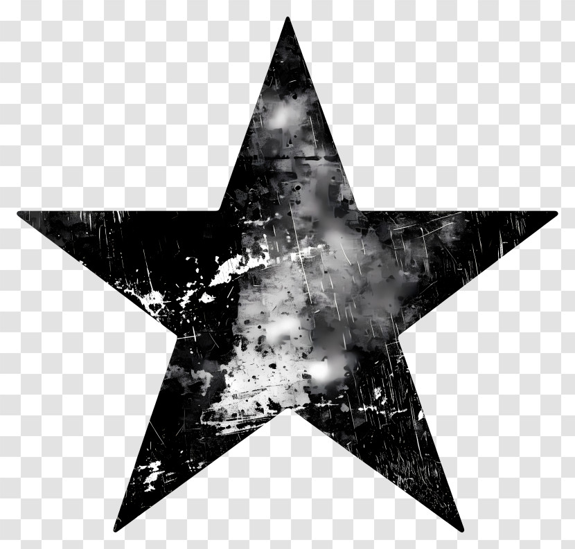 Black Star - Grunge Style Black Star Design Transparent PNG